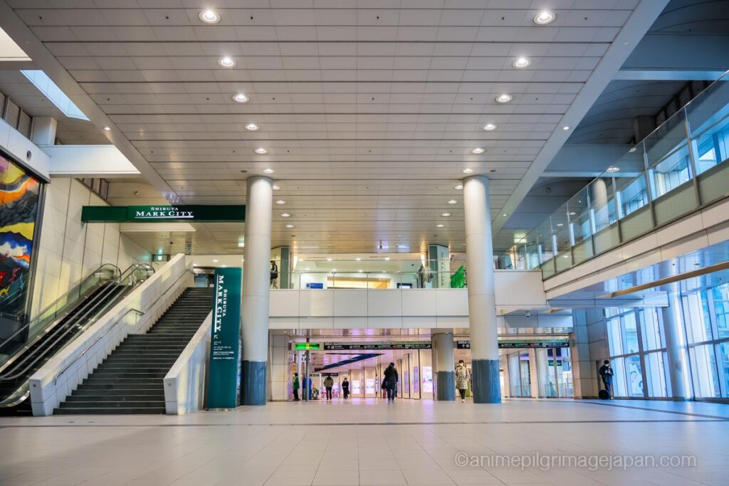 “Myth of Tomorrow” mural inside Shibuya Mark City, where the battle with Dagon takes place in Jujutsu Kaisen