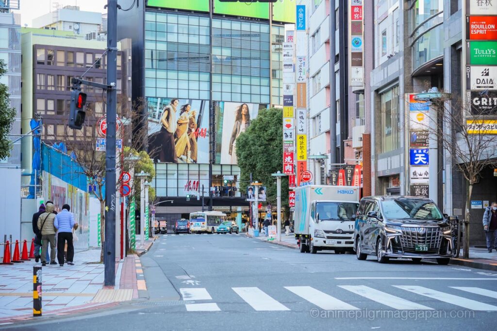 Shōto Bunkamura Street in Shibuya, matching the street layout shown in Jujutsu Kaisen Season 1